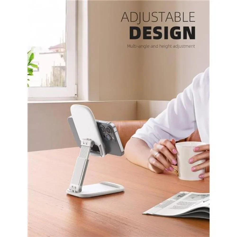 Foldable Phone Stand for Desk - Height Adjustable Holder Portable Cradle